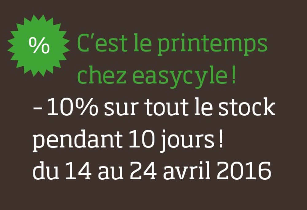 Offres 10 ans d'Easycycle - 10% pendant 10 jours !